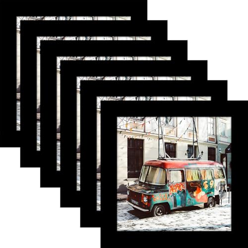 WUTL 5x5 Picture Frames Solid Wood Square Photo Frame Black 6 Pack - color: Black, size: 5x5