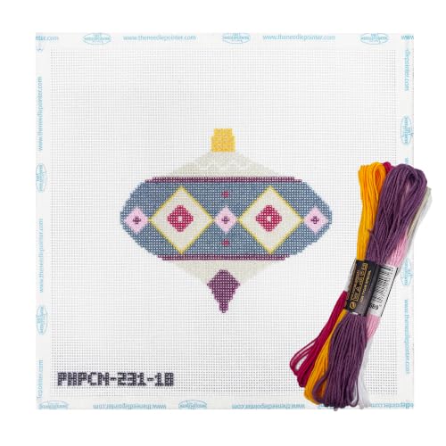 Howie's Needlepoint Bauble Needlepoint Kits for Adults & Beginners, 18 Mesh Printed Needlepoint Canvas, Stamped Patterns Canvas Starter Kits(Festive Baubles 5,4.5"x 4") - color: Festive Baubles 5