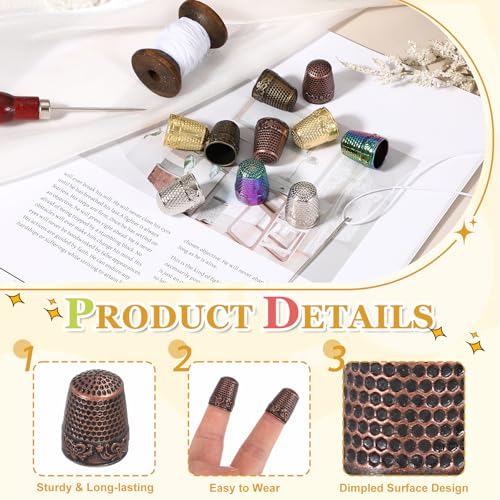 PATIKIL Sewing Thimble 10Pcs Metal Thimbles Hand Sewing Finger Copper Red - color: Copper Red