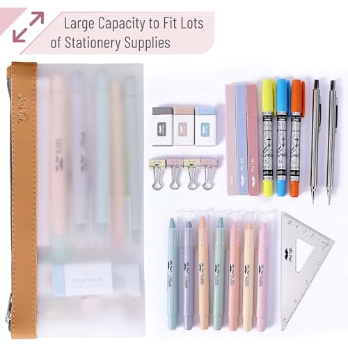 Mr. Pen - 3 Pack Clear Kids Pouch - Multi-Use Pencil & Make Up Case - color: Autumn, size: 3 Pack, Medium