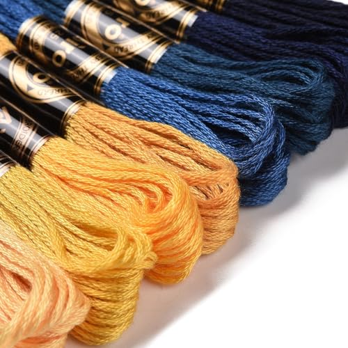 8 Skeins Embroidery Floss Friendship Bracelet String 0.5mm Cross Stitch Embroidery Thread for Jewelry Making Bracelet Knitting Stitching Craft Supplies, Blue & Yellow - color: Blue & Yellow, 8 Skeins