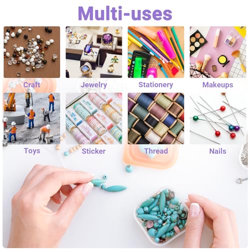 False Nail Container, Cosics Bright Pink 36-Gird Plastic Nail Art Organizers Storage Box with Adjustable Dividers, False Jewelry Diamonds Charms Nail 3D Decorations Manicure Accessory Holder Case - color: Pink, size: 36 Grids-1 Pack