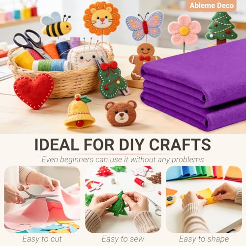 Purple Felt Fabric Sheets 18" x 18" (2 Pack) 1.6mm Soft Craft Felt Squares - color: Purple
