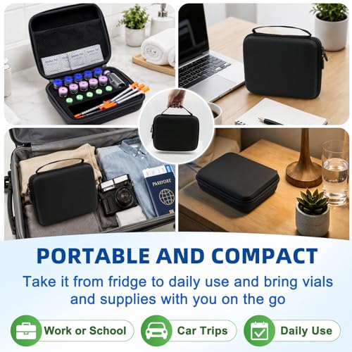 Peptide Case for Fridge Bac Water for Peptides for 3ml 5ml 10ml 30ml Vials - color: Black-15×(1-10ml)+1*30ml