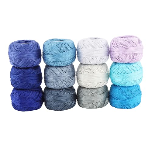 Rhapsody Pearl Cotton Thread Size 8 Crochet Thread Perle 12 Balls Egyptian Cotton Mercerized Hand Knitting, Embroidery, Sashiko, Cross-Stitch, Sewing, Needlepoint, DIY, Quilting (Set Persian Jewel) - color: SET Persian Jewel