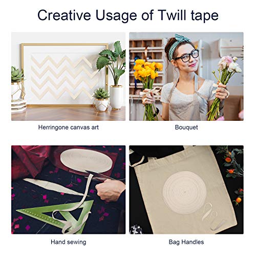 Willbond 100% Cotton Twill Tape 1/2 Inch X 25 Yards Herringbone,None - color: Beige, size: 1/2 Inch, 82 Yards