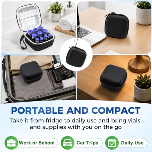 10 Slots Peptide Case for Fridge Vial Case 1ml 2ml 3ml 5ml 10ml Vials - color: Black-4×(1-3ml)+6*(1-10ml)