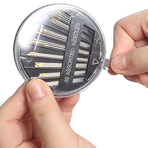 Eketirry Premium Hand Sewing Needles，30-Count Assorted Needles for Sewing Repair, 6 Different Sizes Sewing Needles with 2 Threaders (Black,1) - style: Black