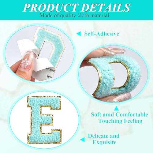 Supkiir 156Pcs Chenille Letter Patches, Self Adhesive Varsity Letter Patches, Colorful Embroidered Trimmed Iron on Letters Preppy Felt Letters Alphabet Patches for Clothing DIY Repairing Craft Fabric