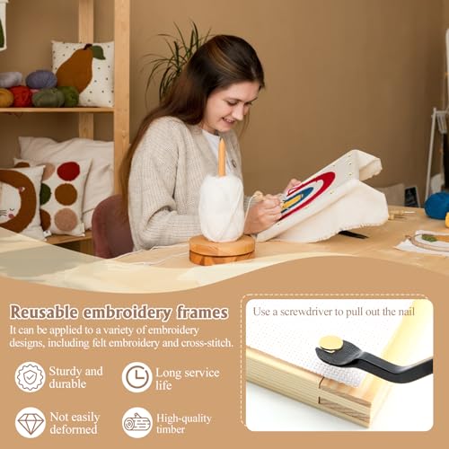 ZOCON 12PCS Needlepoint Stretcher Bars with 3 Sizes, Wooden Stretcher Bars for Needlework Needlepoint Embroidery Stitch Frame, Include 6 PCS of Needlepoint Canvas and Other Needlepoint Accessories