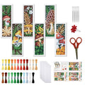 FREEBLOSS 6 Set Cross Stitch Bookmark Kit for Beginner Adults Mushroom Stamped Embroidery Bookmark Kits Cross Stitch Kits with Instruction Bookmarks Making Kit for Book Lovers 8x2.4in/22x8cm - style: Mushroom