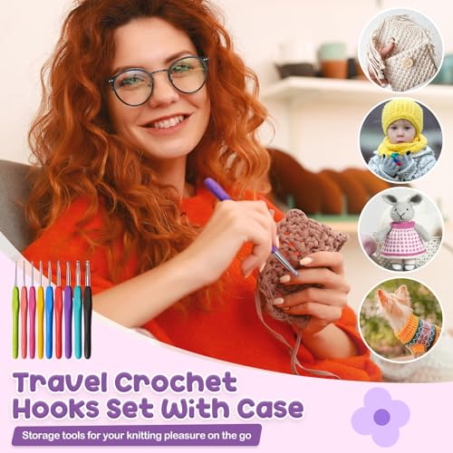 RealPlus 108PCS Crochet Kit for Beginners, 14 Sizes Crochet Hooks, Crochet Hook Set with Ergonomic Soft Handle, Gift for Women, Crochet Tool with Storage Bag - color: White