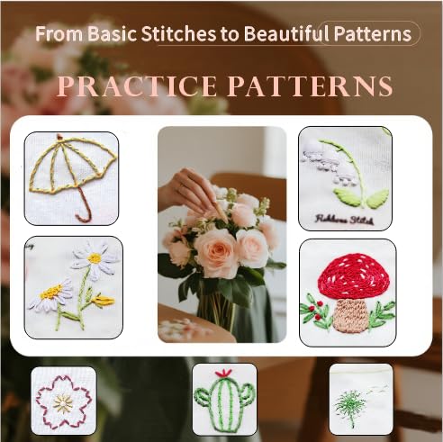 TenDawn Embroidery Stitch Book Kit, 12 Stitches, Basic Set - color: Basic Kit