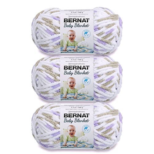 Bernat Baby Blanket Yarn for Crocheting Soft, Lilac Dove, 3-Pack - color: Lilac Dove, size: 3 Pack, style: Baby Blanket