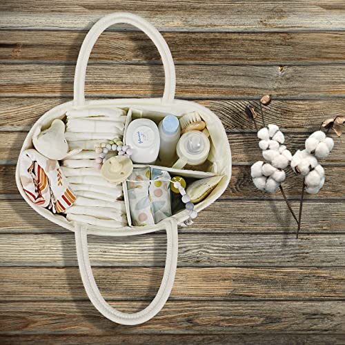 XUANGUO Large Cotton Rope Baby Diaper Caddy Organizer Basket with White - color: White, size: Large