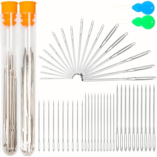 24pcs Large-Eye Blunt Needles and Sewing Needles Set, Yarn Tapestry Needle with Needle Threaders for Sewing Crochet Knitting Embroidery