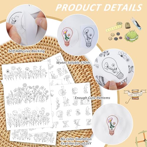 Flower Letter Embroidery Patterns, Water Soluble Stick and Stitch Paper - style: Letter975