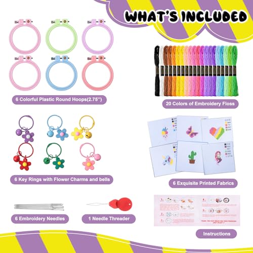 Chuangdi 6 Sets Cross Stitch Kits for Beginner, Stamped Needlepoint Craft
