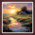 Funchey Counted Cross Stitch Kits for Adults Needlepoint Kits Unprinted Cross Stitching Embroidery Kit 11CT Cross Stitch Supplies-Outdoor Scenery 18x18 inch - color: ArtsKit19