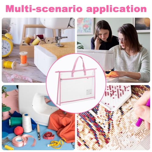 3 Pcs Project Bag for Quilting Sewing Craft Storage for Quilter A3 Clear Mesh Design Art Supply Bag Artwork Storage Organize for Artwork Charts and Teaching Material (17.7×13 Inch)