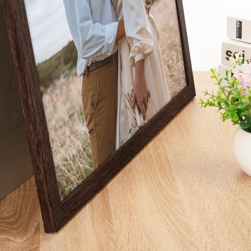 Solid Wood 22x28 Frame - Single Frame, Rustic Walnut 22 x 28 Poster Frame for Artwork, Puzzles, Photos and Movie Posters Picture Frames - size: 22" x 28"