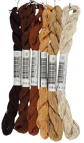 KCS 162 Yards(150 Meters) Mercerized Pearl Cotton Crochet Needlepoint Thread,Size 5,6 skeins,Mixed Color 04 - color: 6color04, size: 6 skeins