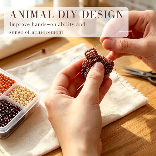 Krucsvaom Bead Kit - 3D Beaded Animal DIY Kit, Bead Animal Making Kit, Bead Kits & Beading Kits for Adults, Bead Embroidery Kit, 4 Cute 3D Animals (Woodland Friends)