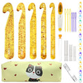 43 Pcs Large Crochet Hooks Set,12mm 15mm 18mm 20mm 25mm Large Crochet Hooks for Chunky Yarn,Plastic Crystal Smooth Big Crochet Needles for Handmade DIY Crochet with Storage Bag - color: Yellow