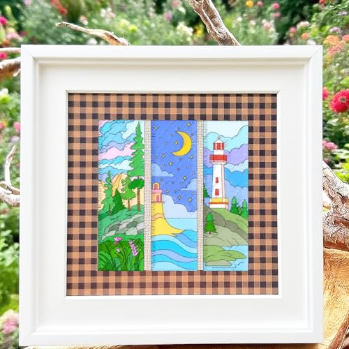 ORIGACH 4 Sheets Water Soluble Embroidery Patterns Stabilizers - 16 Pcs Pre-Printed Landscape Bookmark Designs - Stick & Stitch Embroidery Paper for Hand Sewing Lovers - color: Landscape Bookmark