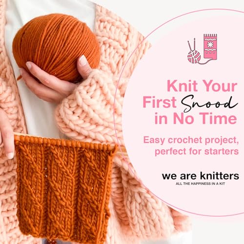 We Are Knitters Osiris Snood Kit | Beginner Crochet Gift Kit | Easy Warm Winter Snood | Stylish DIY Handmade Accessory Set Cozy Relaxing Craft GiftPro - color: Burnt Orange