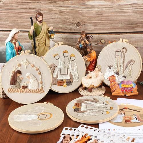 YOUDRN Nativity Scene Embroidery kit, King Christmas Embroidery Kits - color: King