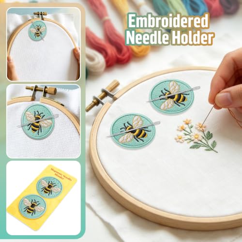 DELLAN 2-Pack Magnetic Needle Minder, Cute Bee Needle Holder - color: Bee&Bee