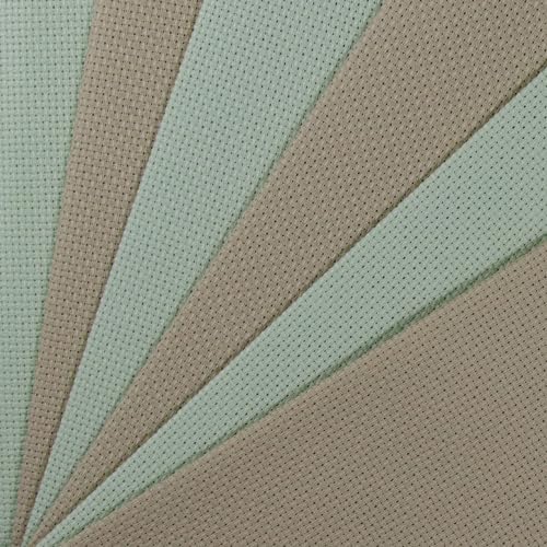 KCS 6 pc of 12" x 18"(30cmx45cm) 14CT Counted Cotton Aida Cloth Cross Stitch Fabric (Light Green+Yellow Beige it) - color: Light Green+yellow Beige It