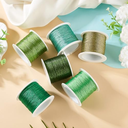 KISSITTY 328 Yards 6 Rolls Polyester Braided Metallic Thread Embroidery Threads Thin Beading String Jewelry Beading Thread for Jewelry Making Embroidery DIY Braided Bracelets Sewing Craft Bead Weaving - style: Assorted 4