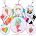 Pllieay 6 Pcs Cross Stitch Kits for Beginners for Kids 7-13 - size: Round Embroidery Hoops