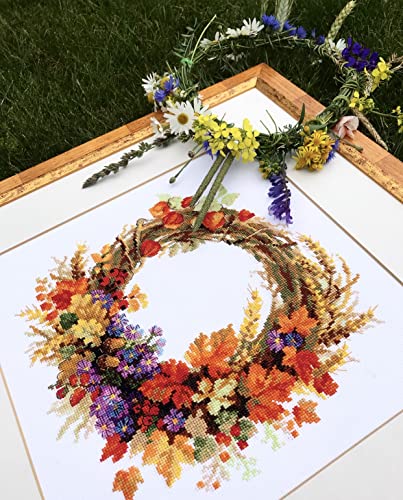 RIOLIS 1537 Wreath with Wheat Counted Cross Stitch Kit 11.75 x 11.75 in