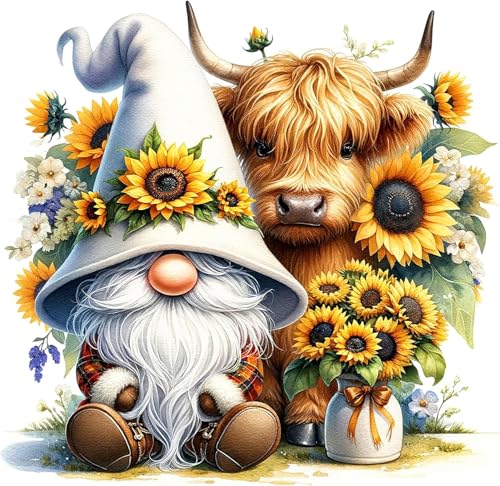 DYAIANGMU Gnome Stamped Cross Stitch Kit for Adults 13.7x13.7 inches - color: red-80