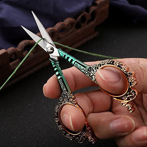 Small Sewing Scissors, Sharp Embroidery Shears - color: Gold Green