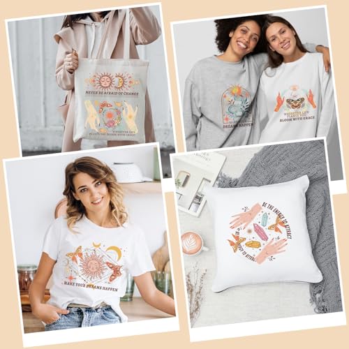 Dazoratix Iron On Patches Transfer - 12 Pcs Boho Sun Moon DTF Transfers for Girls Ready to Press Heat Decals Butterfly Patches for Women T-Shirts Clothing Backpacks Fabric Hoodie DIY Crafts Decoration - style: Boho