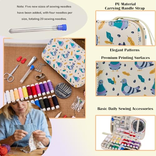 Printing Travel Sewing Kit with 130PCS Basic Sewing Supplies Accessories - color: 130PCS-Cartoon
