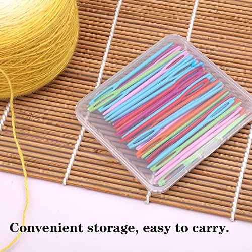 LUNARM 50PCS Plastic Sewing Needles Large Eye Sewing Needles for Yarn - size: 2.76 inches