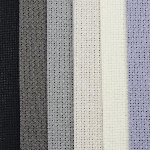 KCS 6 pc of 12" x 18" (30cmx45cm) 14 Count Cotton Aida Cloth Cross Stitch Fabric (14CT-I) - color: 14ct-i