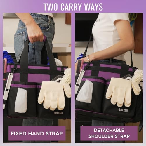 SCAVATA Compact Wearable Cleaning Caddy with Handle & Shoulder Straps - color: RoyalPurple