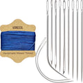 Upholstery Repair Kit: Waxed Sewing Thread (Blue Color) & Heavy Duty Needles (11 PCS) for Leather, Canvas & Quilting Thread - color: Blue