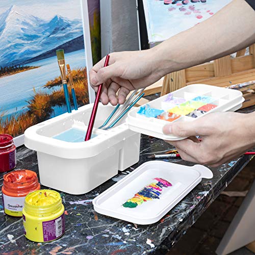 MyLifeUNIT Paint Brush Cleaner, Paint Brush Holder with Palette, White - color: White