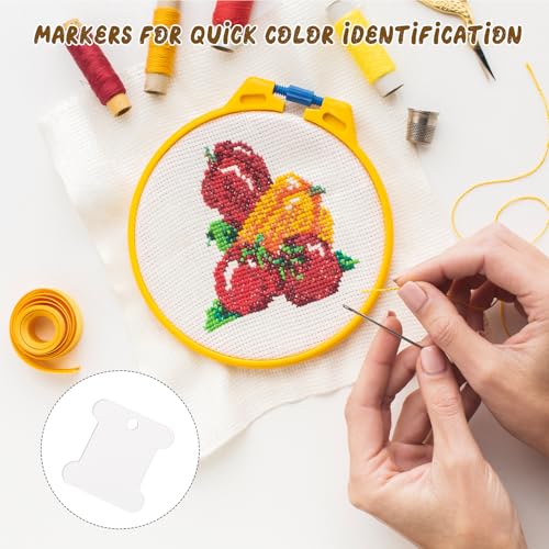 300PCS Embroidery Floss Bobbins, Paper Embroidery Thread Cards, White Sewing Machine Bobbin for Cross Stitch, Yarn Bobbin Winder for Sewing Thread Storage, Needlework Supplies for Sewings Threads