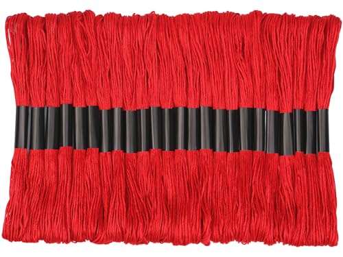 24 Skeins Red Embroidery Floss, Cotton Embroidery Cross Floss - color: Red