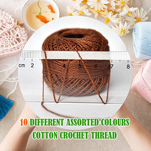 Crochet Thread 10 Balls Size 8 for Crochet Cross Stitch Needlepoint Hand Embroidery (caffee Series) - color: Caffee Series