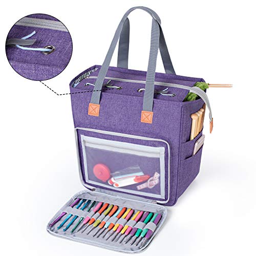 LUXJA Knitting Yarn Storage Tote Bag, Purple - color: Purple, size: Medium