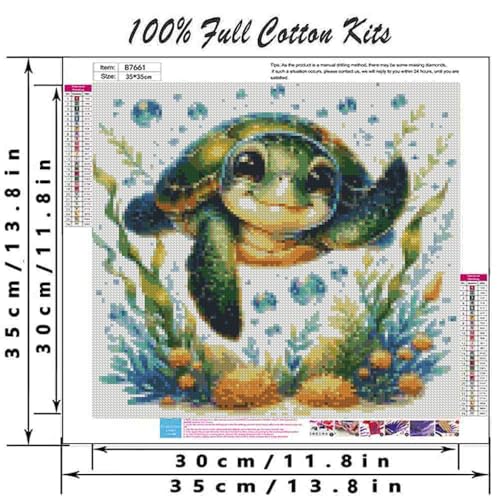 DYAIANGMU Sea Turtle Stamped Cross Stitch Kit for Adults 13.7x13.7 inches - color: Y118